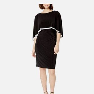 Lauren Ralph Lauren jersey cape black and white knee length dress, size 2